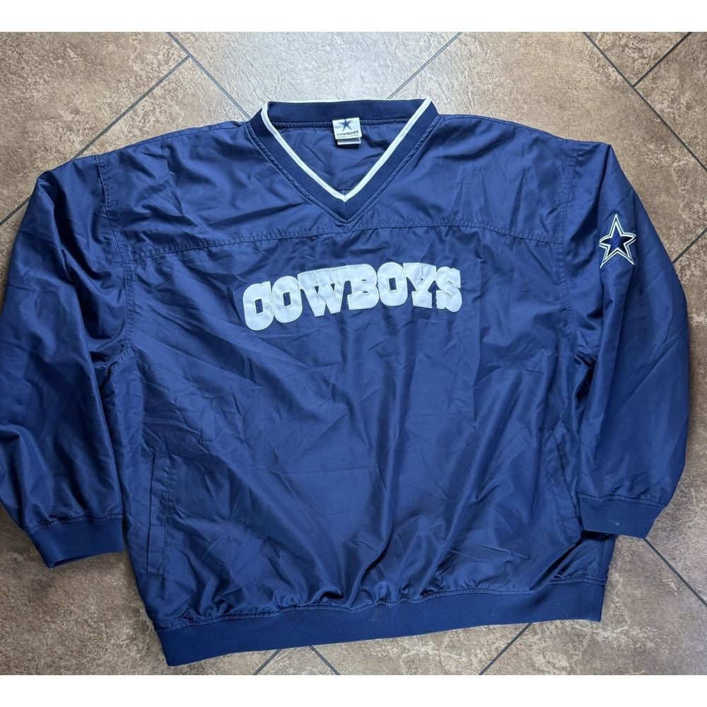 Vintage Dallas Cowboys Mens NFL Pullover V-Neck Windbreaker Jacket (XXL)